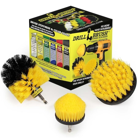 Drill Brush Power Scrubber By Useful Products 5 in W 5 in L Brush, Yellow Y-S-4CO-QC-DB